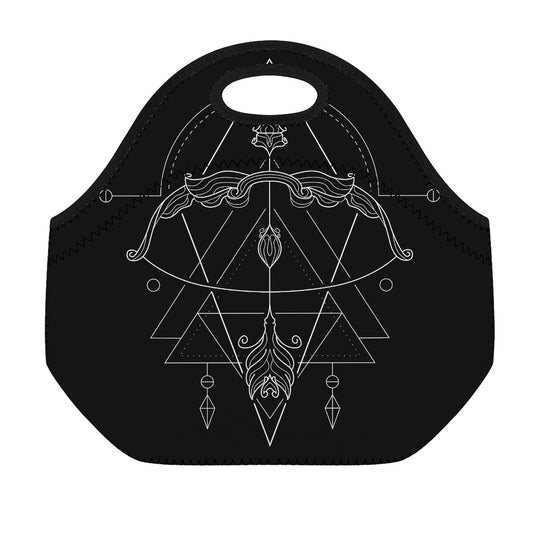 Black And White Sagittarius Sign Print Neoprene Lunch Bag