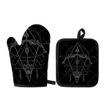 Black And White Sagittarius Sign Print Oven Mitt And Pot Holder Set