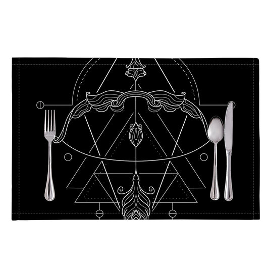 Black And White Sagittarius Sign Print Placemat