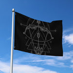 Black And White Sagittarius Sign Print Polyester Flag