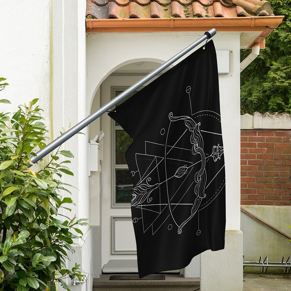 Black And White Sagittarius Sign Print Polyester Flag