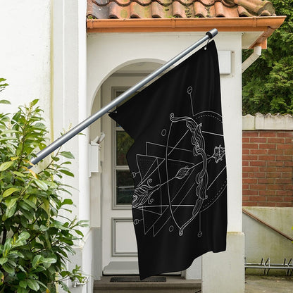 Black And White Sagittarius Sign Print Polyester Flag