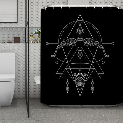 Black And White Sagittarius Sign Print Polyester Shower Curtain