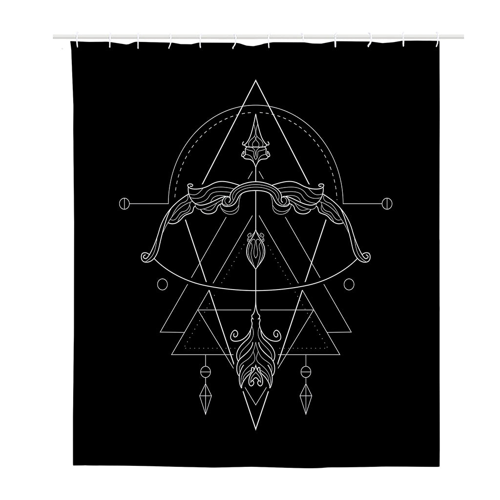 Black And White Sagittarius Sign Print Polyester Shower Curtain