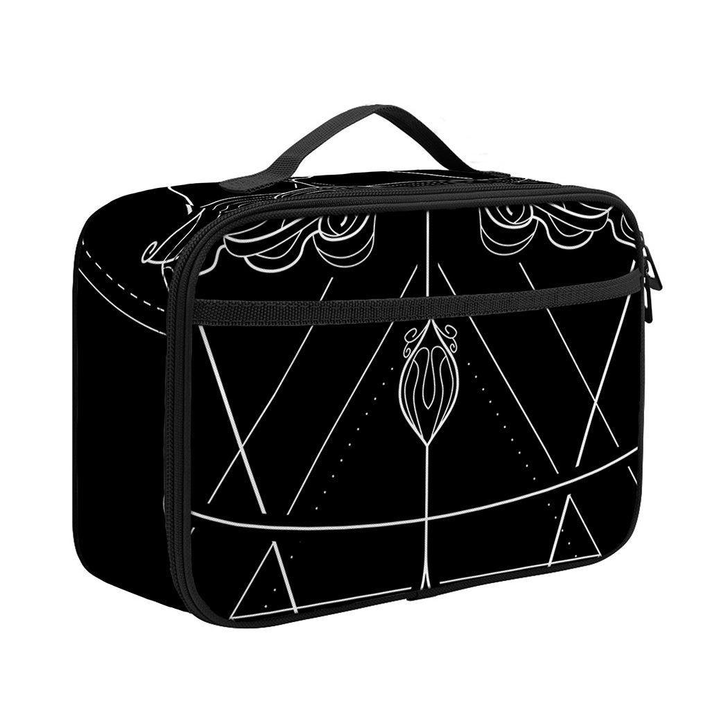Black And White Sagittarius Sign Print Portable Lunch Bag