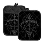 Black And White Sagittarius Sign Print Pot Holders With Pocket