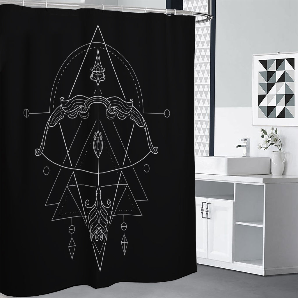 Black And White Sagittarius Sign Print Premium Shower Curtain