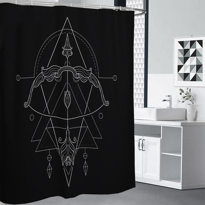 Black And White Sagittarius Sign Print Premium Shower Curtain