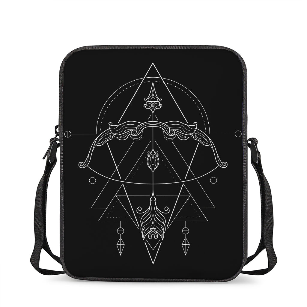 Black And White Sagittarius Sign Print Rectangular Crossbody Bag