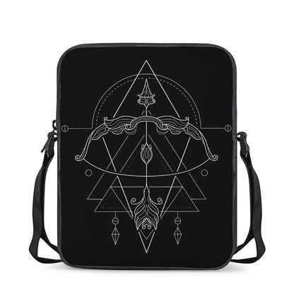Black And White Sagittarius Sign Print Rectangular Crossbody Bag
