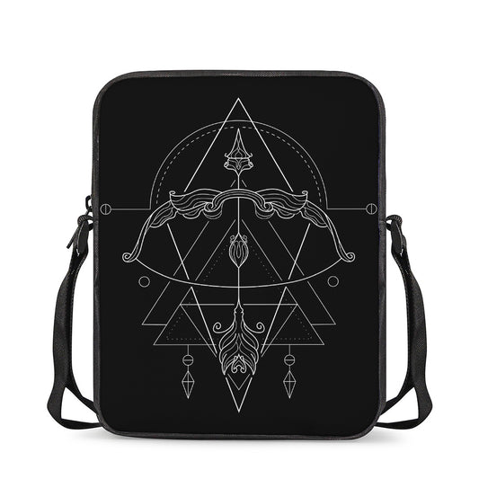 Black And White Sagittarius Sign Print Rectangular Crossbody Bag