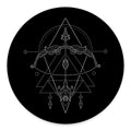 Black And White Sagittarius Sign Print Round Floor Mat