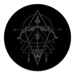 Black And White Sagittarius Sign Print Round Floor Mat
