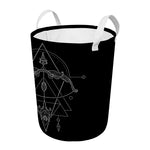 Black And White Sagittarius Sign Print Round Laundry Basket