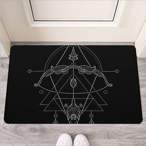 Black And White Sagittarius Sign Print Rubber Doormat