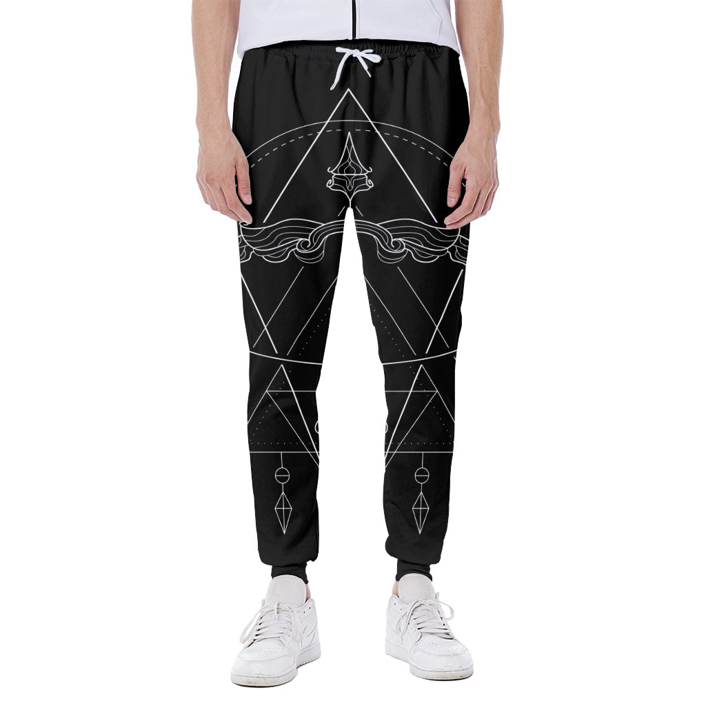 Black And White Sagittarius Sign Print Scuba Joggers
