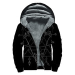 Black And White Sagittarius Sign Print Sherpa Lined Zip Up Hoodie