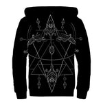 Black And White Sagittarius Sign Print Sherpa Lined Zip Up Hoodie