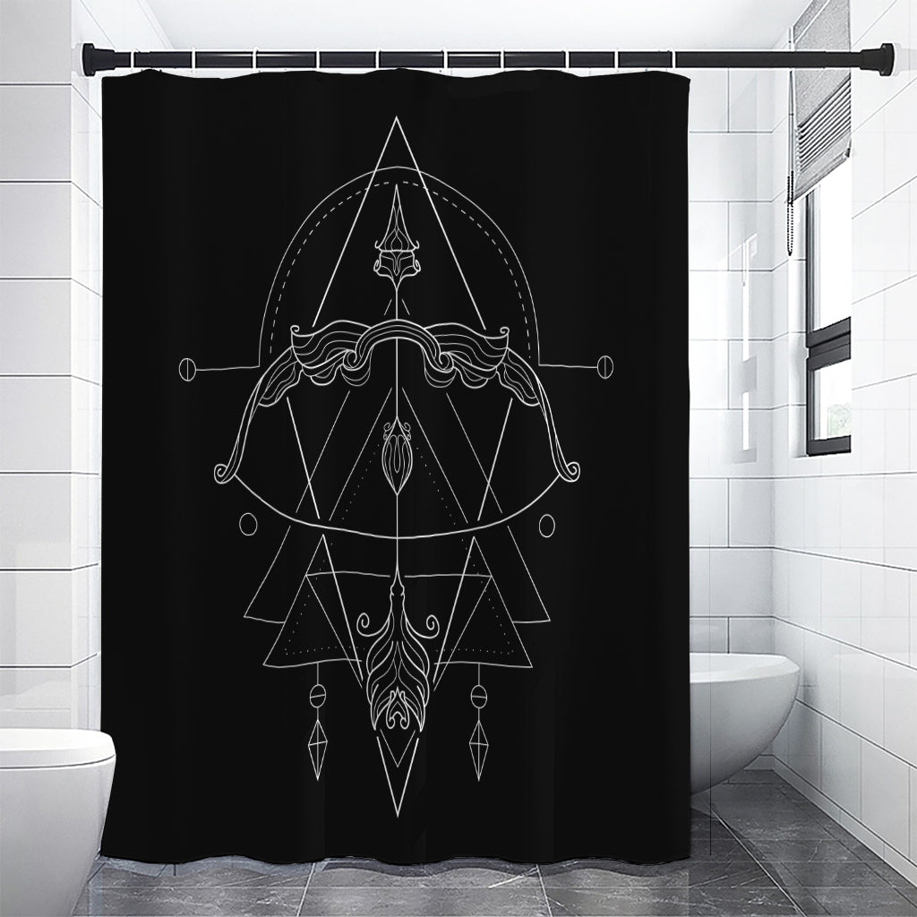 Black And White Sagittarius Sign Print Shower Curtain