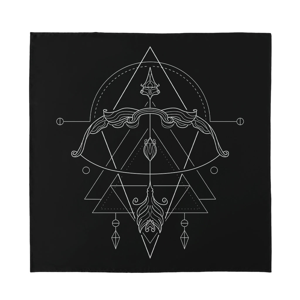 Black And White Sagittarius Sign Print Silk Bandana