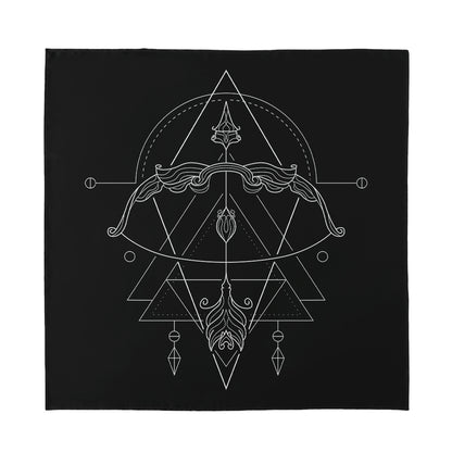 Black And White Sagittarius Sign Print Silk Bandana