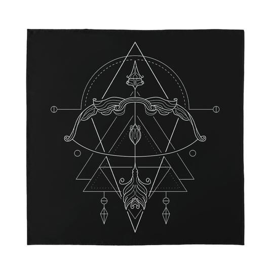 Black And White Sagittarius Sign Print Silk Bandana