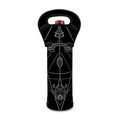 Black And White Sagittarius Sign Print Single Neoprene Wine Tote