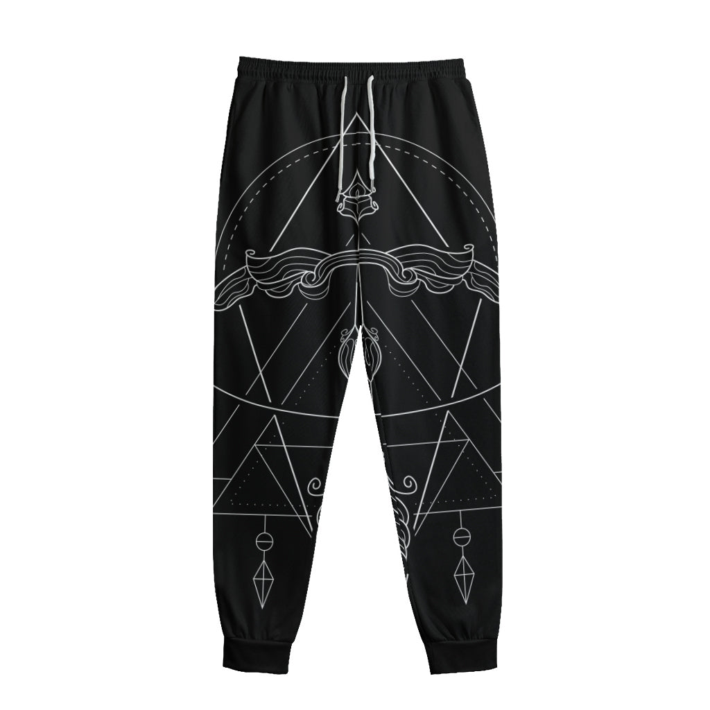 Black And White Sagittarius Sign Print Sweatpants