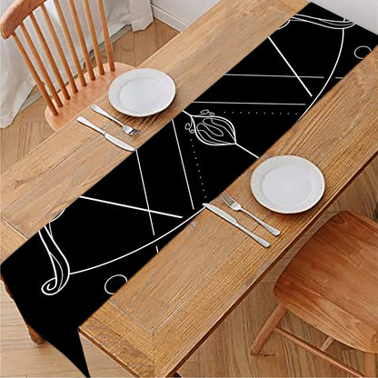 Black And White Sagittarius Sign Print Table Runner