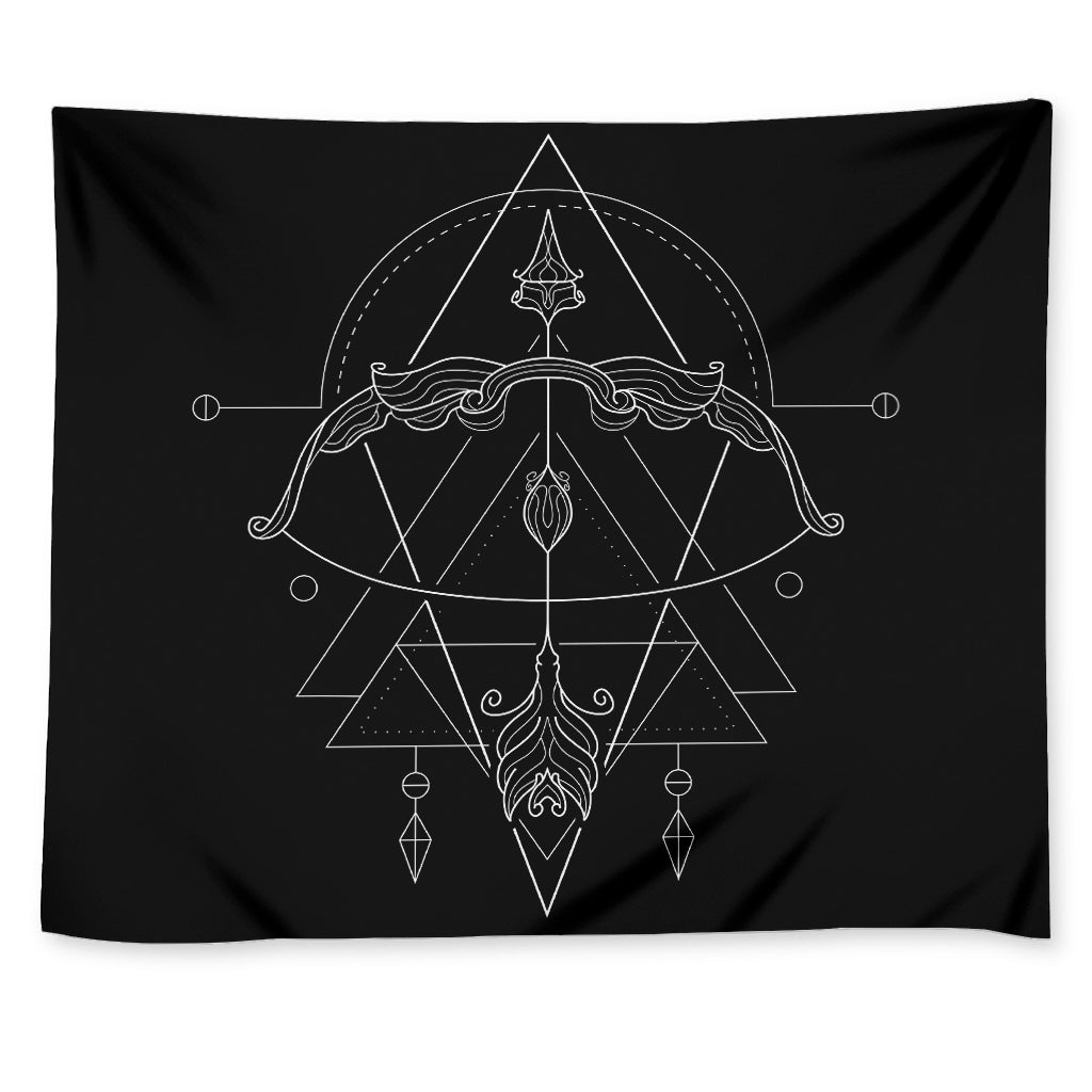 Black And White Sagittarius Sign Print Tapestry