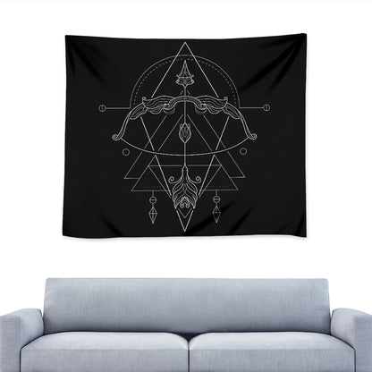 Black And White Sagittarius Sign Print Tapestry