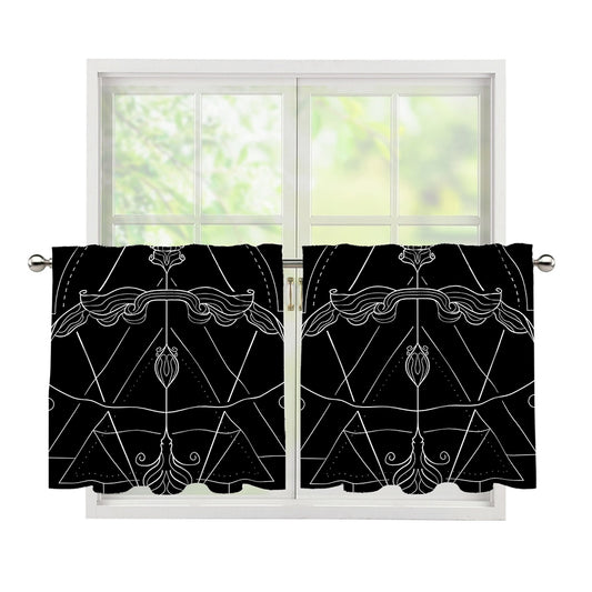 Black And White Sagittarius Sign Print Tier Curtains