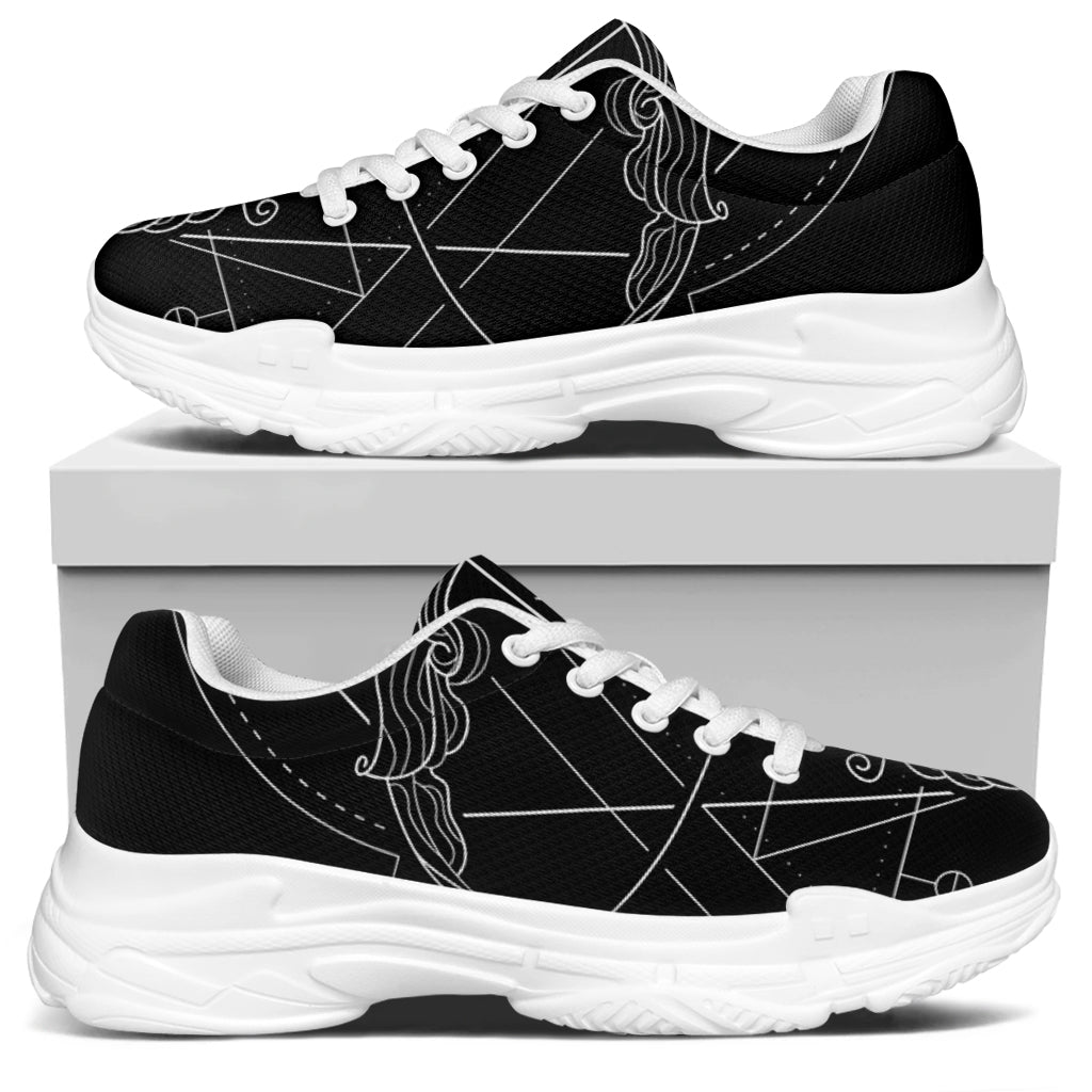 Black And White Sagittarius Sign Print White Chunky Shoes