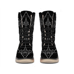 Black And White Sagittarius Sign Print Winter Boots