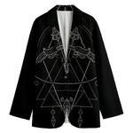 Black And White Sagittarius Sign Print Women's Blazer