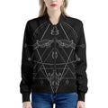 Black And White Sagittarius Sign Print Women's Bomber Jacket