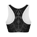 Black And White Sagittarius Sign Print Women's Sports Bra