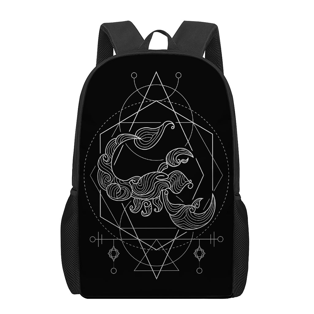 Black And White Scorpio Sign Print 17 Inch Backpack
