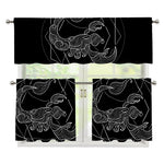 Black And White Scorpio Sign Print 3 Piece Kitchen Curtains