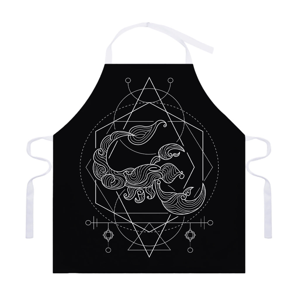 Black And White Scorpio Sign Print Adjustable Apron