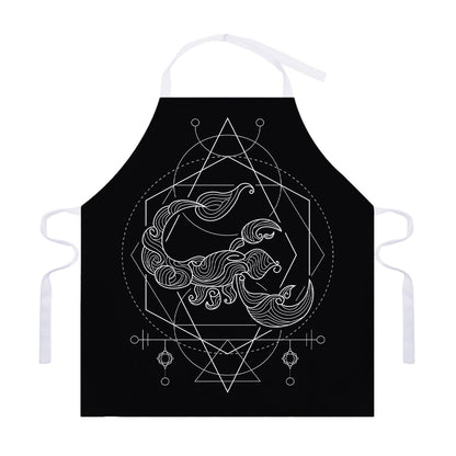 Black And White Scorpio Sign Print Adjustable Apron