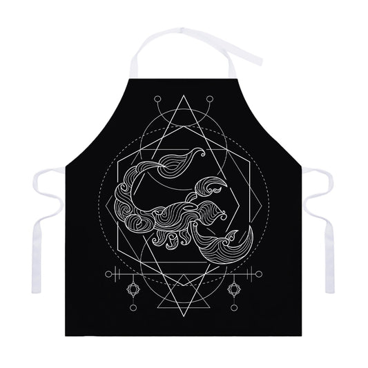 Black And White Scorpio Sign Print Adjustable Apron