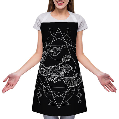 Black And White Scorpio Sign Print Adjustable Apron