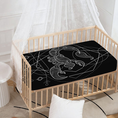 Black And White Scorpio Sign Print Baby Crib Sheet