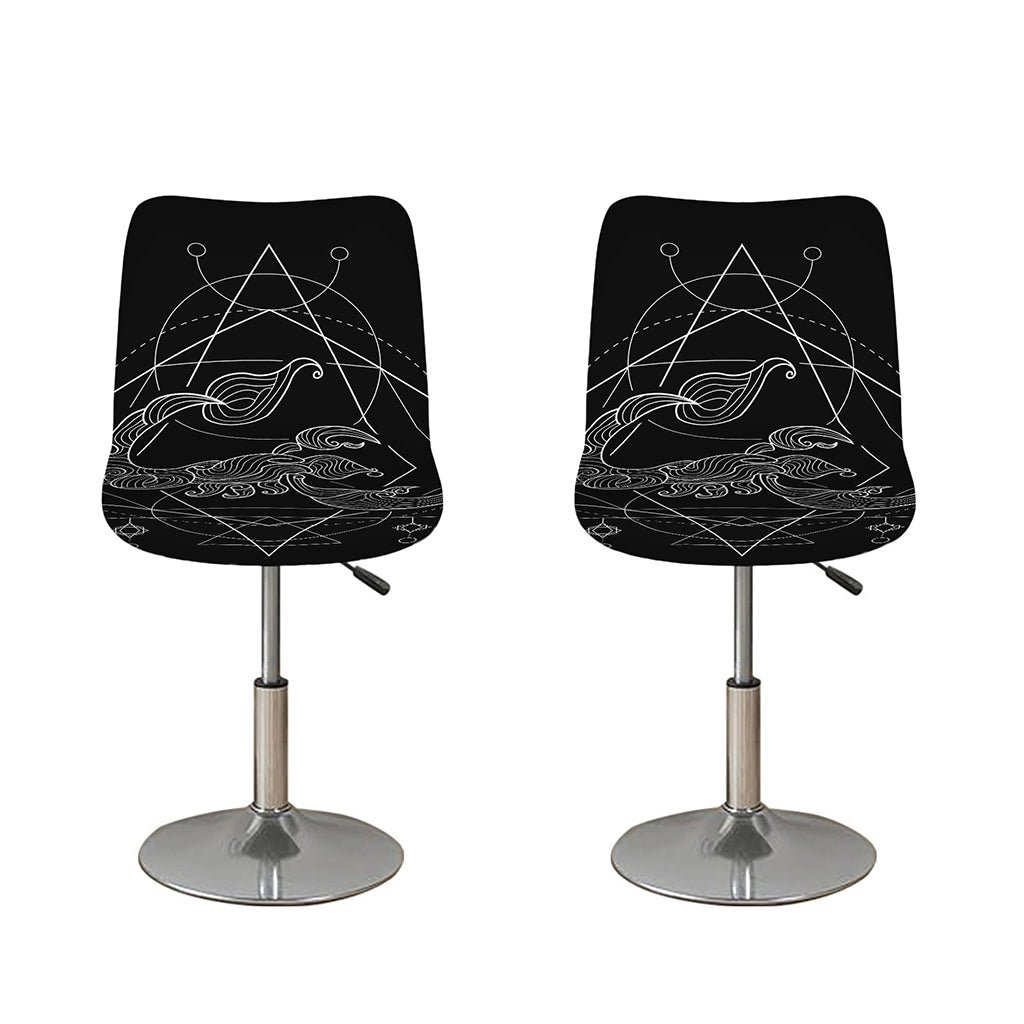 Black And White Scorpio Sign Print Bar Stool Covers