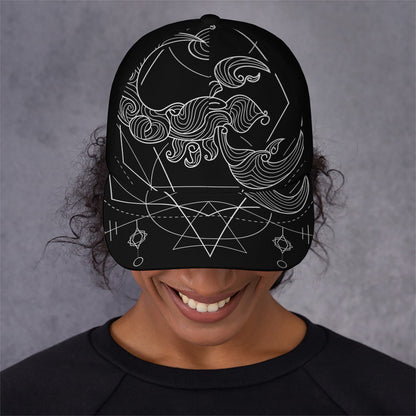 Black And White Scorpio Sign Print Baseball Cap