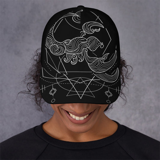Black And White Scorpio Sign Print Baseball Cap