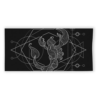 Black And White Scorpio Sign Print Beach Towel