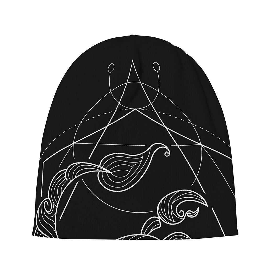 Black And White Scorpio Sign Print Beanie