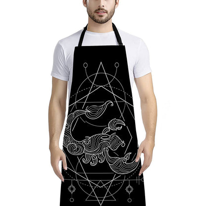 Black And White Scorpio Sign Print Bib Apron With Pocket